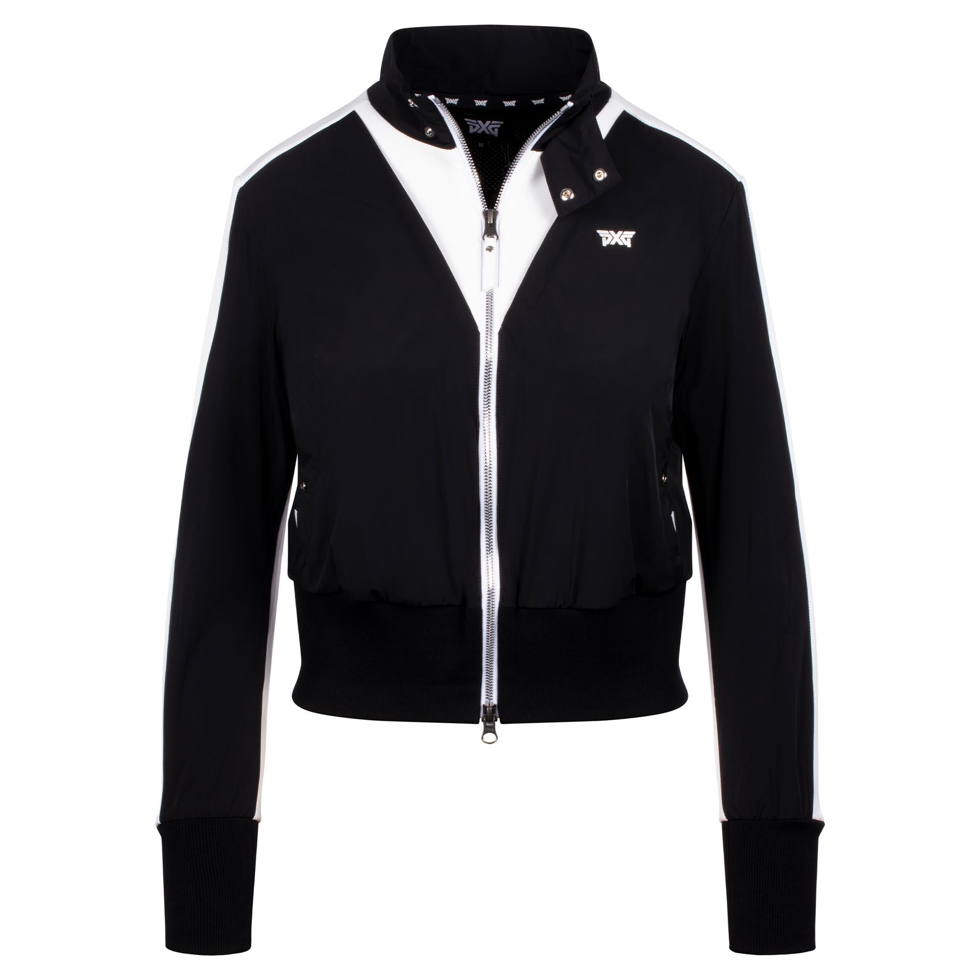 PXG High-Waisted Ladies Bomber Jacket in Black – Front View
